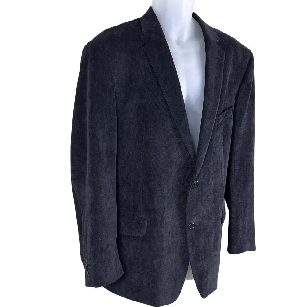 Calvin Klein Mens 46R Black Corduroy Blazer Sport Coat Double Vented Holiday